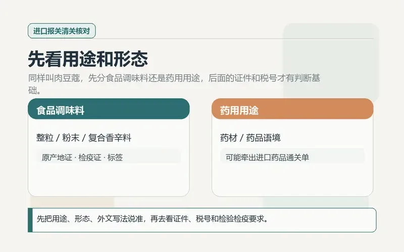 肉豆蔻进口清关怎么判断-先分食品调味料还是药用用途